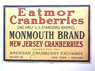 Collectible Advertising New Jersey Cranberry Monmouth Brand 1/2 Barrel 