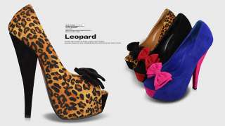 Bowknot Open Peep Toe Womens Shoes Platforms Stilettos High Heels 