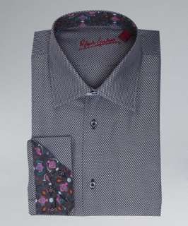 Robert Graham black cotton Carey button front french cuff shirt