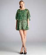 Romeo & Juliet Couture green tribal print chiffon draped top dress 