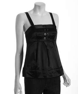 Marc by Marc Jacobs black sateen Raleigh sleeveless button detail 