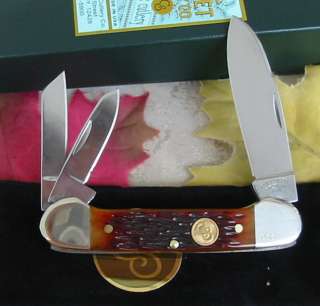 Canal Street Cannitler Carved Stag Bone w/case knives  