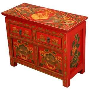 EXP Handmade Asian Furniture   22 Opulent Red Tibetan Cabinet With 