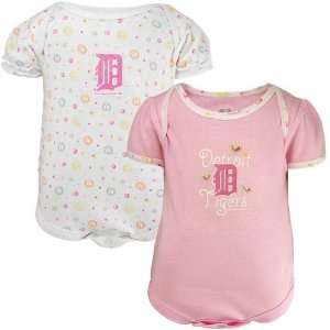  Detroit Tigers Infant Girls Pink & White 2 Pack Creeper 