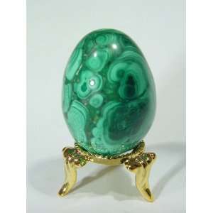  African malachite egg with stand lapidary carving 