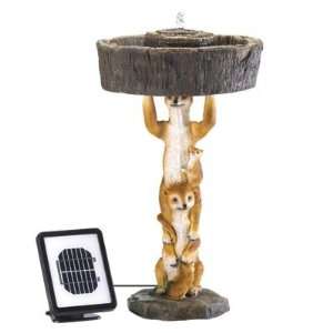    Playful Meerkat Family Outdoor Solar Water Fountain