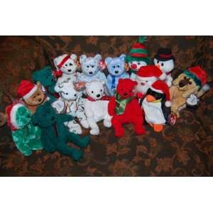 16) Ty Christmas Beanie Babies 1997,1998,1999,2000,2001,2002 Holiday 