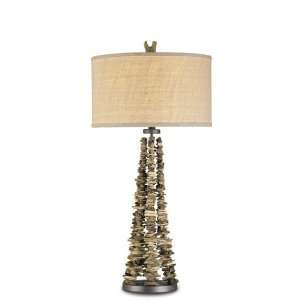   , Natural/Aged Steel Finish with Putty Burlap Shade