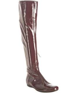 Miu Miu dark cherry patent leather wingtip flat boots   up to 