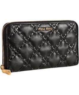 Miu Miu black quilted leather zip continental wallet   up to 