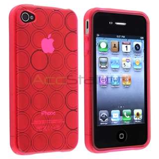 Clear Hot Pink Circle TPU Rubber Skin Soft Case Cover Protector for 