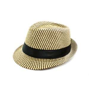   Stripe Flax Design Fedora Hat for Men and Women