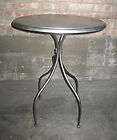 French Bistro End Side Table, Pewter Finish