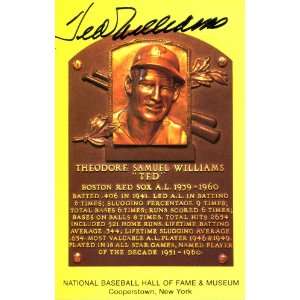    Ted Williams Autographed Hall of Fame Plaque
