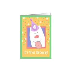  4th Birthday, Happy Dog, Party Hat Card Toys & Games
