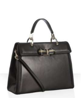 Valentino black leather bow detail framed satchel   