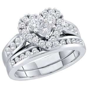 Heart Diamond Engagement Ring & Wedding Band 14k Yellow Gold (1.01 CT 