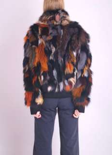   FOX FUR Zigzag Shaggy Crystal Arctic Giant COLLAR Bolero Jacket COAT