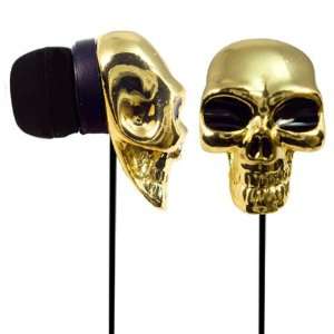  Atomic9 NECRO II 3D Metal Skull Earphones   in GOLD 