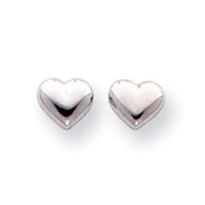    14k Solid White Gold Heart Love Button Post Earrings Jewelry