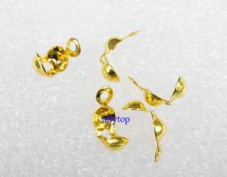 300pcs Gold Plated Findings Crimp Bead Tips Cover 4x8mm  
