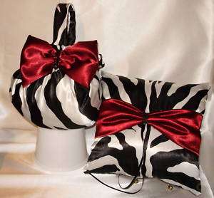 Custom Flower Girl Basket & Ring Pillow Zebra Print  