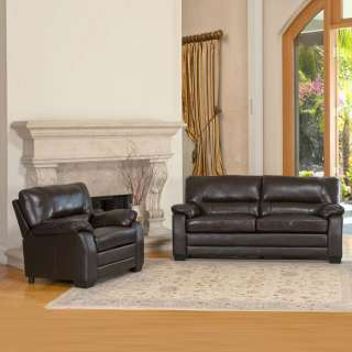 Sofa Couch / Arm Chair Brentwood New Dark Brown Leather Living Room 