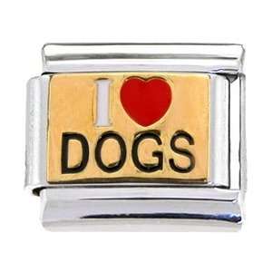  Gold I Love Dogs Italian Charm Jewelry