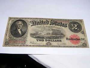 1917 United States Legal Tender Large Note $2 two Dollars USA 2897 