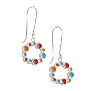    DA Metals  Turquoise, Orange, and Red Circle Drop Earrings Jewelry