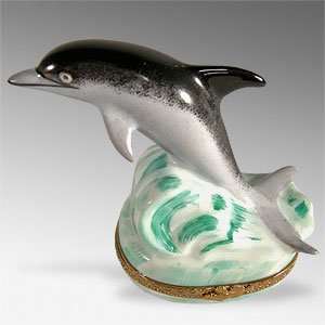    Beautiful Dolphin French Porcelain Limoges Box