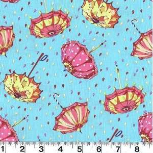  45 Wide Rainshine Kates Umbrellas Turquoise Fabric By 