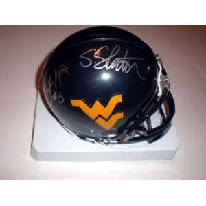  Pat White And Steve Slaton Signed Mini Helmet Wv Sports 