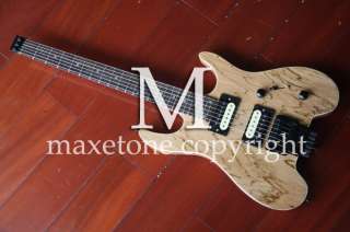 Spalted Natural Headless 6 string electric Guitar #820  