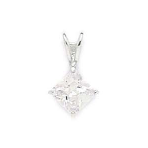  14k White Gold 6x6mm CZ Kite Pendant   Measures 15x9mm 