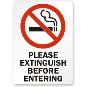  Please Extinguish Before Entering (with symbol)   vertical 