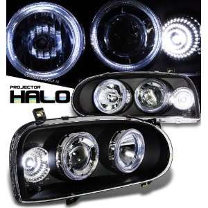  Vw 1993 1998 Vw Golf Black W/Halo Headlight Projector 