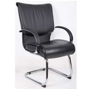 Boss B9709C Mid Back Black Leatherplus Guest Chair with Chrome Base 