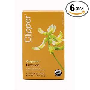 Clipper Organic Licorice Infusion, 20 Count Herbal Tea Bags (Pack of 6 