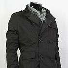 NEW Mens Slim Lining Short Casual Double Jacket PEA Coat Dark Grey US 