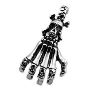     Skeletal Hand With Skull on Crossed bones (Chain not Included