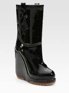 Marc Jacobs   Patent Leather Mid Calf Wedge Boots    