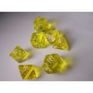  Chessex RPG Dice Sets Yellow/White Translucent Polyhedral 