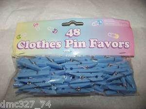 48 Baby Shower Favors SCATTERS CLOTHES PINS Blue Boy  