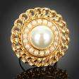   Rhinestone Silver & Ivory Pearls Royal Energy Shield Gold GP Rings