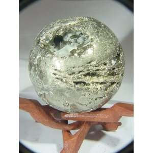  2.8 Natural Iron Pyrite Lapidary Sphere with Stand 