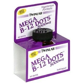 Twinlab Mega B 12 Dots Vitamin B 12, 5000mcg, 60 Tablets (Pack of 2)