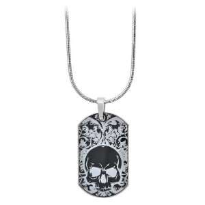   Dog Tag Pendant with a Drawing Of a Skull On The Front (Pendant Only