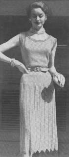 Vintage Knitting PATTERN Eyelet Evening Dress 1950s  