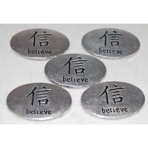    Set of 5 Believe Kanji Reflection Word Stones 